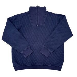 LL Bean Sweater Kids Size Large Navy Blue 1/4 Zip Pullover Quilted Preppy